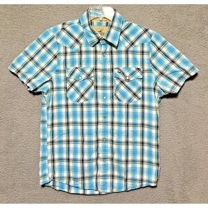 Hollister California Pearl Snap Western Shirt Womens Large Beachy Cowgirl